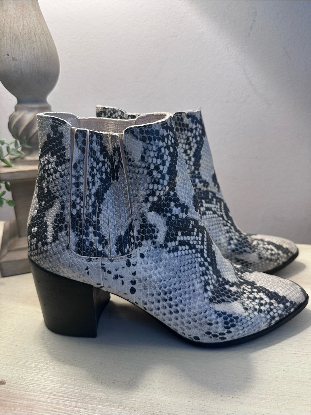 Steve Madden Faux Leather Snake-Print Ankle Booties